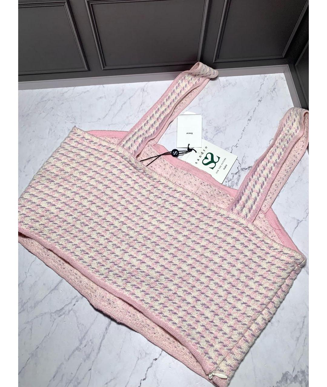 SANDRO Розовая хлопковая майка, фото 4