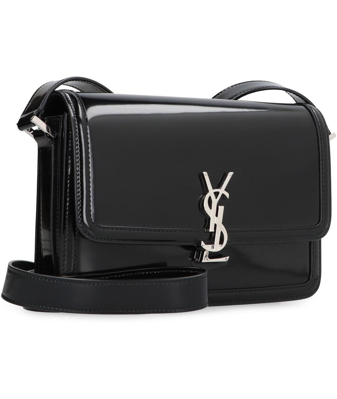 SAINT LAURENT Черная кожаная сумка на плечо, фото 2