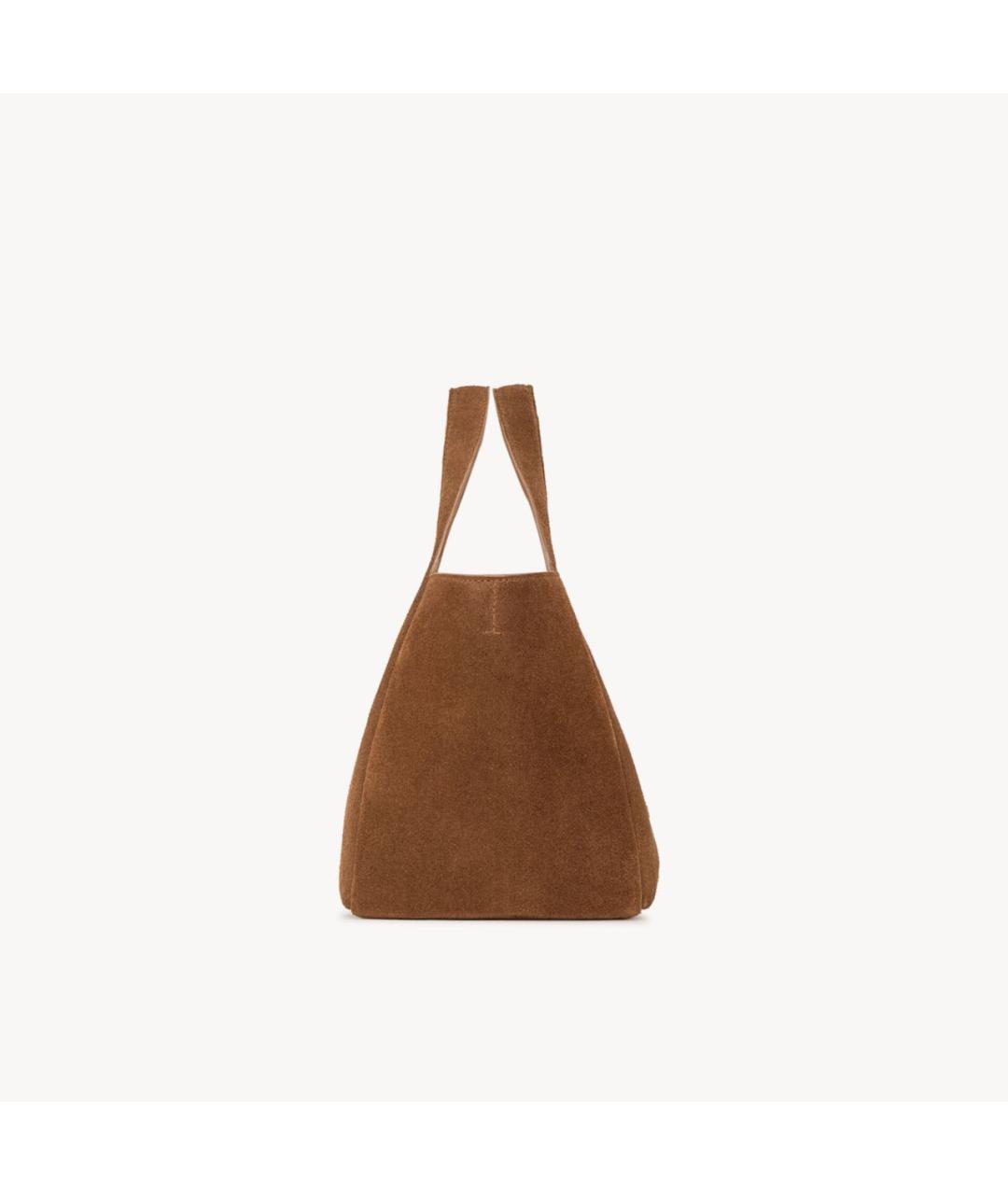 SAINT LAURENT Коричневая замшевая сумка с короткими ручками, фото 4