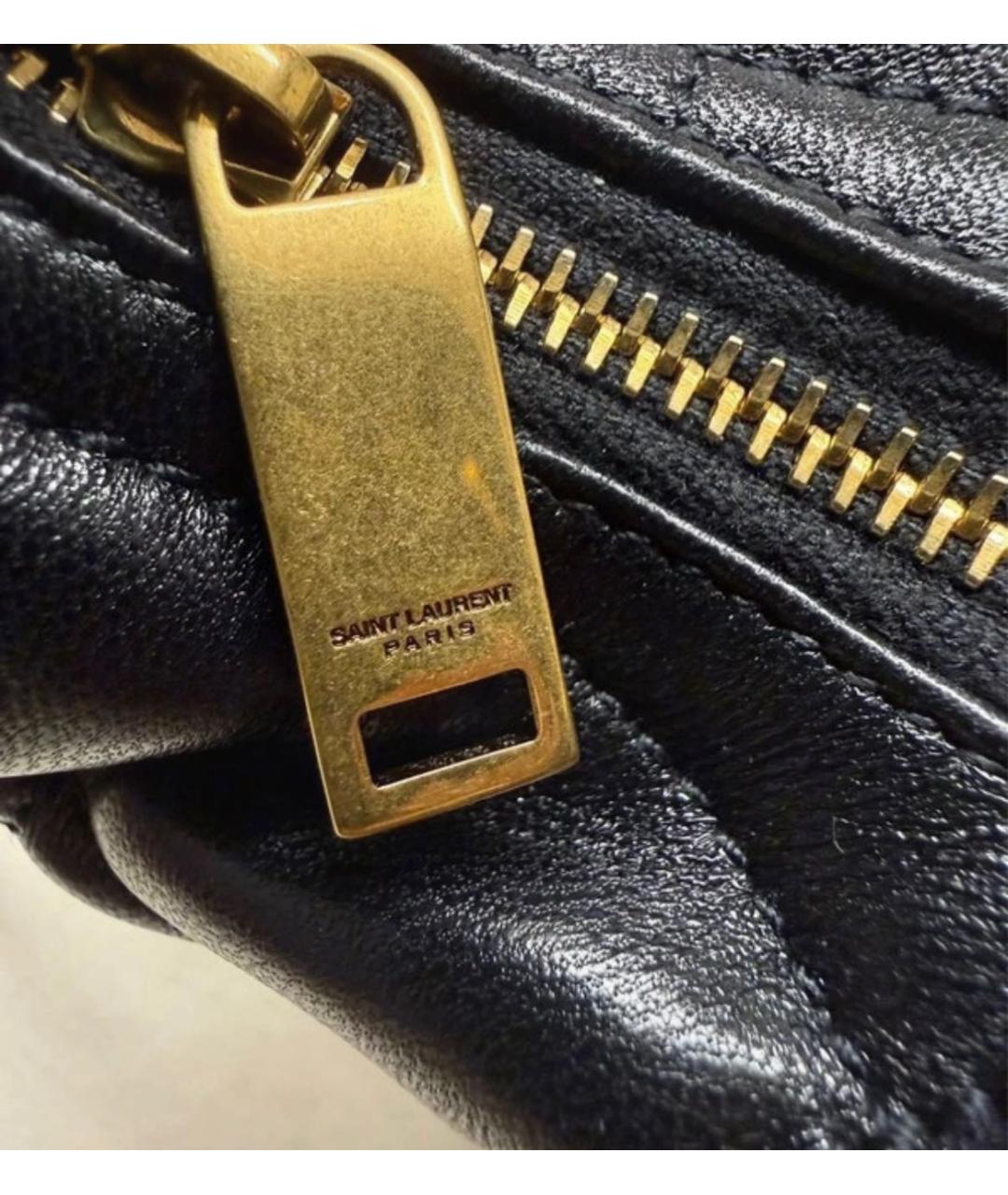 SAINT LAURENT Черная кожаная сумка с короткими ручками, фото 8