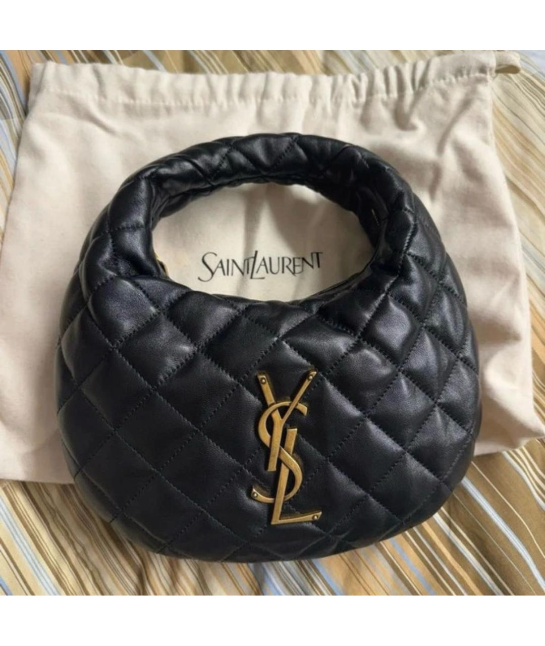 SAINT LAURENT Черная кожаная сумка с короткими ручками, фото 4