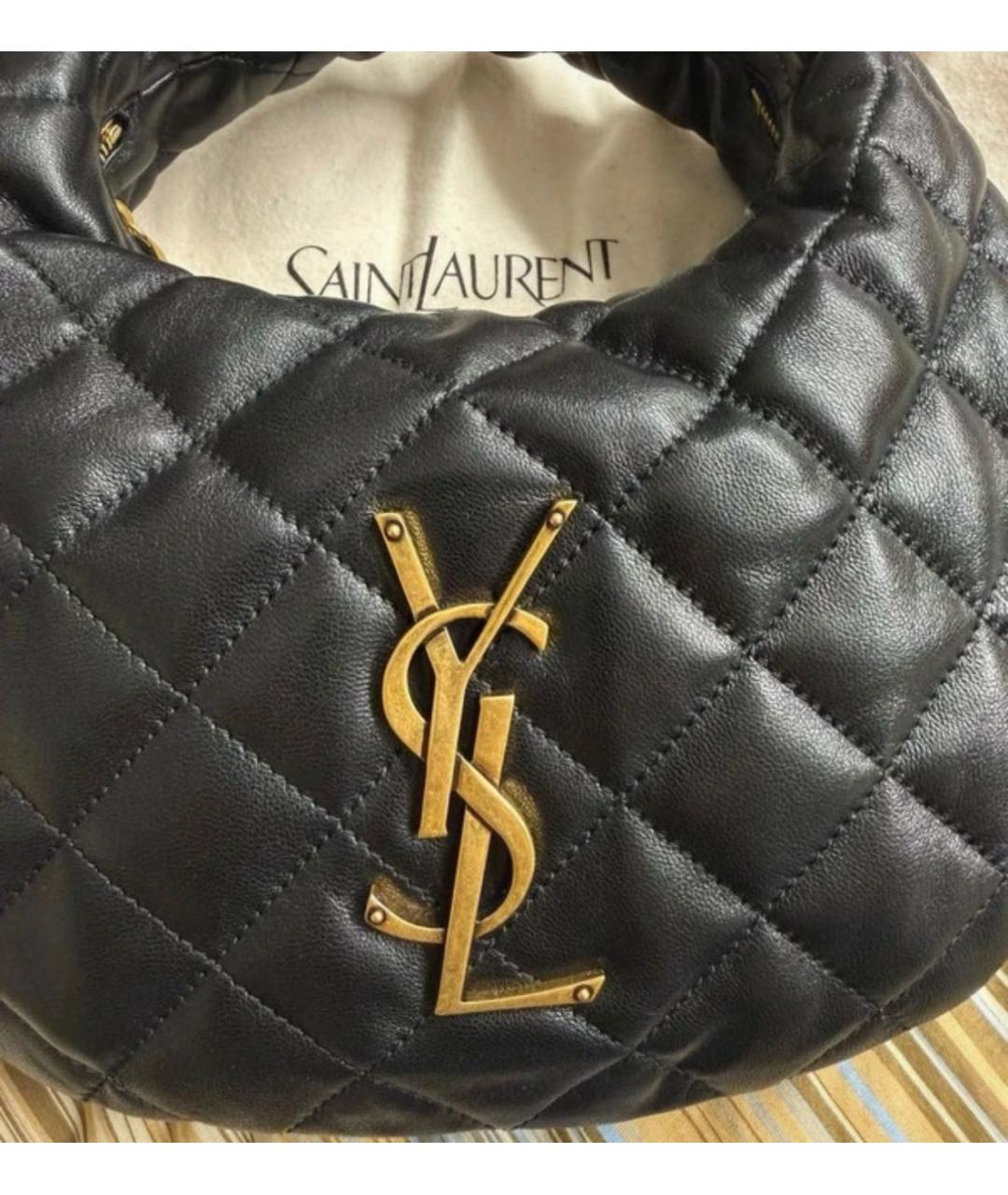 SAINT LAURENT Черная кожаная сумка с короткими ручками, фото 5