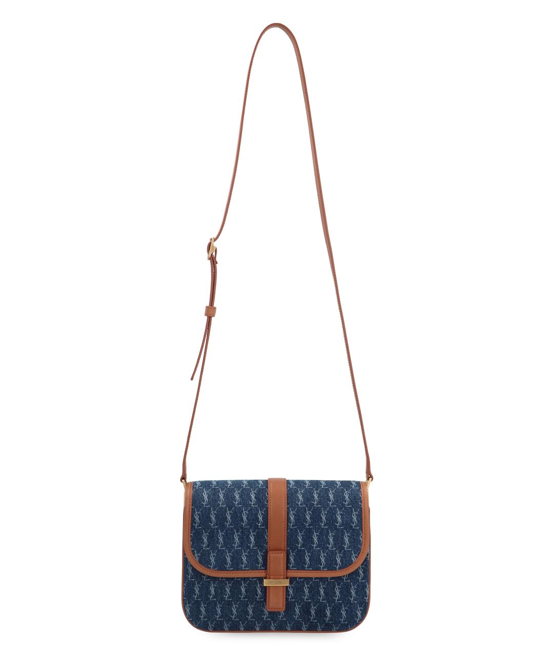 SAINT LAURENT Синяя хлопковая сумка через плечо, фото 5