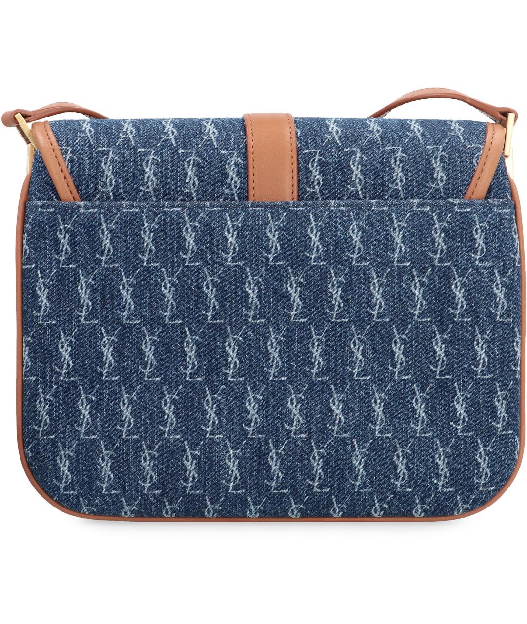 SAINT LAURENT Синяя хлопковая сумка через плечо, фото 4