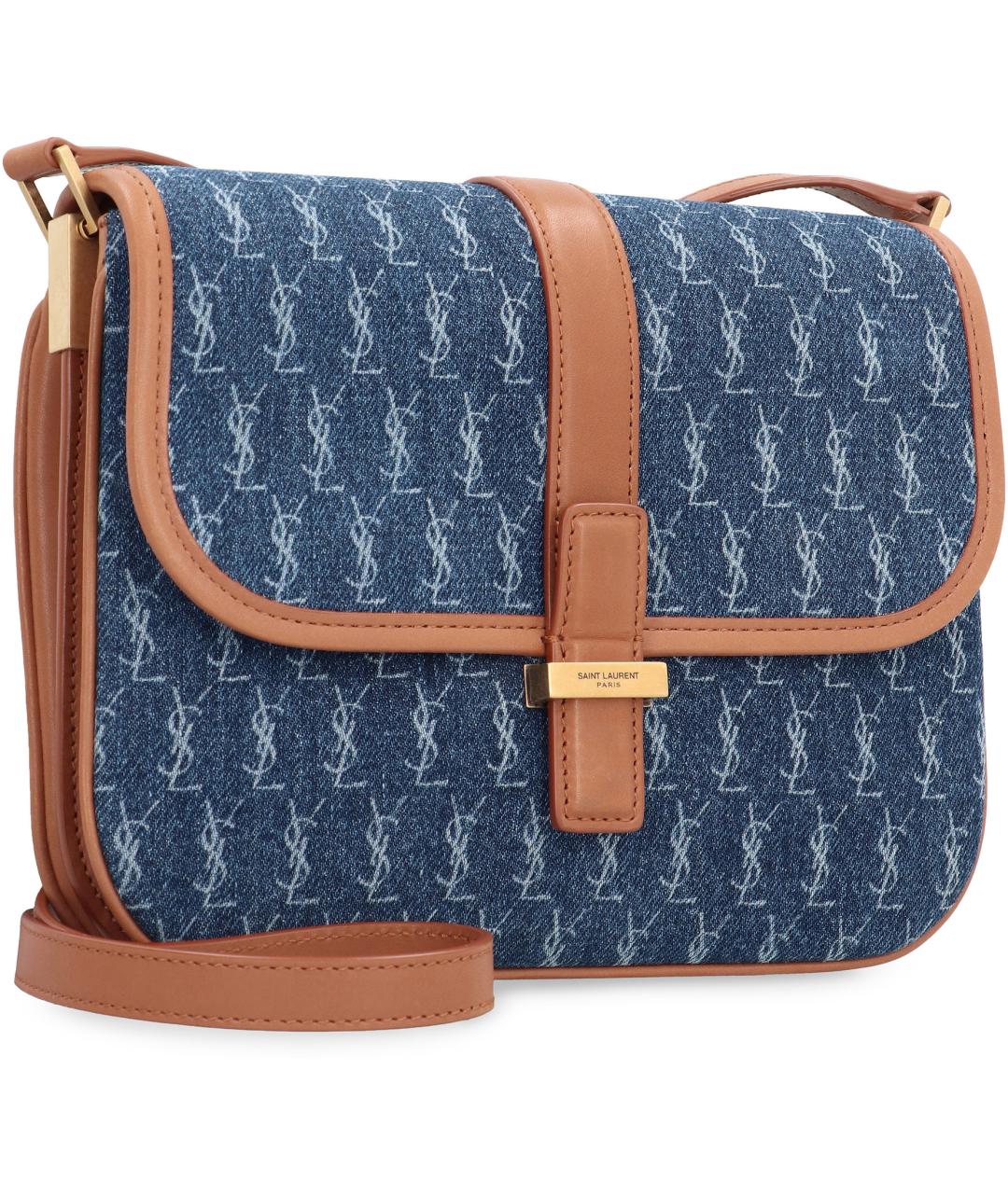 SAINT LAURENT Синяя хлопковая сумка через плечо, фото 3
