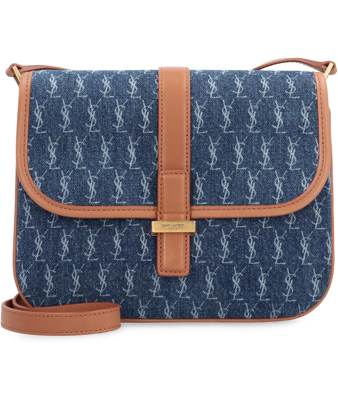 SAINT LAURENT Синяя хлопковая сумка через плечо, фото 2