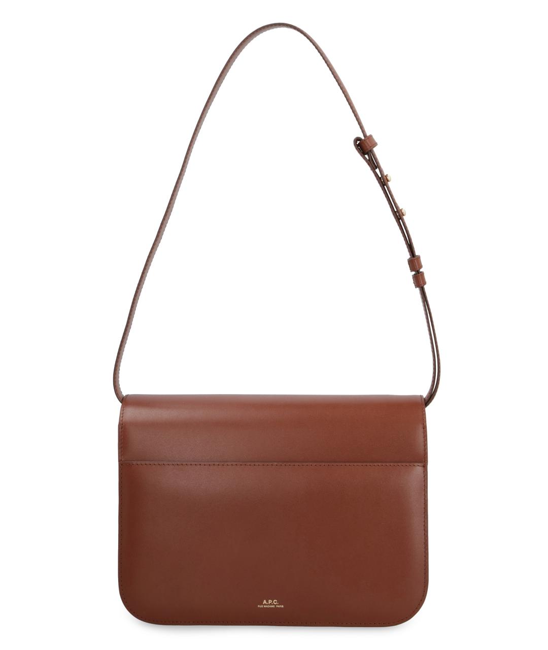A.P.C. Коричневая кожаная сумка через плечо, фото 3