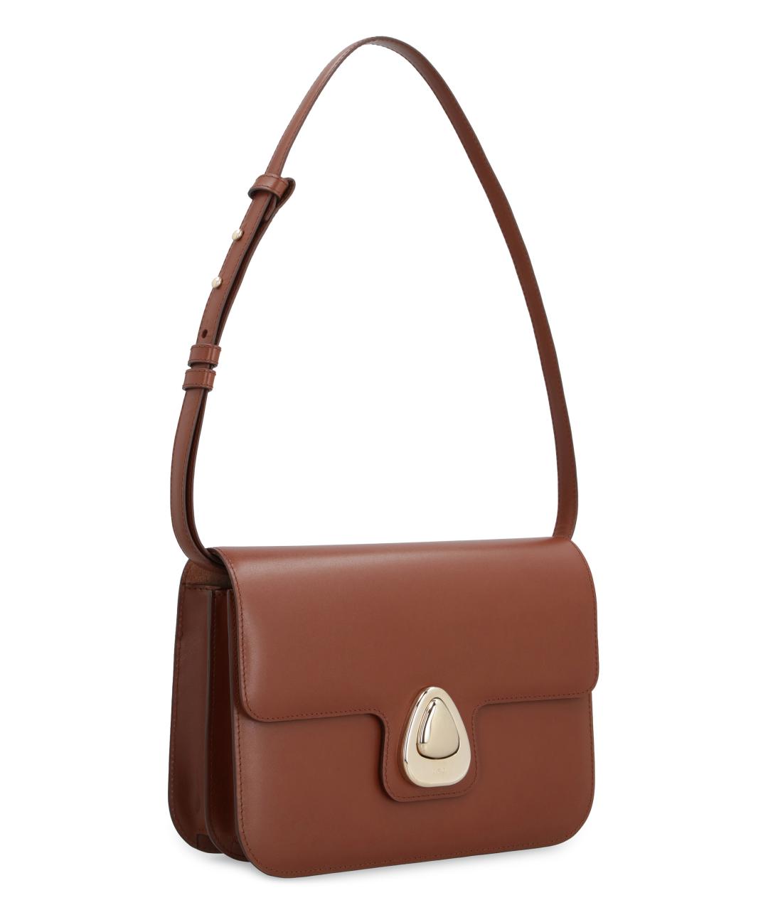 A.P.C. Коричневая кожаная сумка через плечо, фото 2