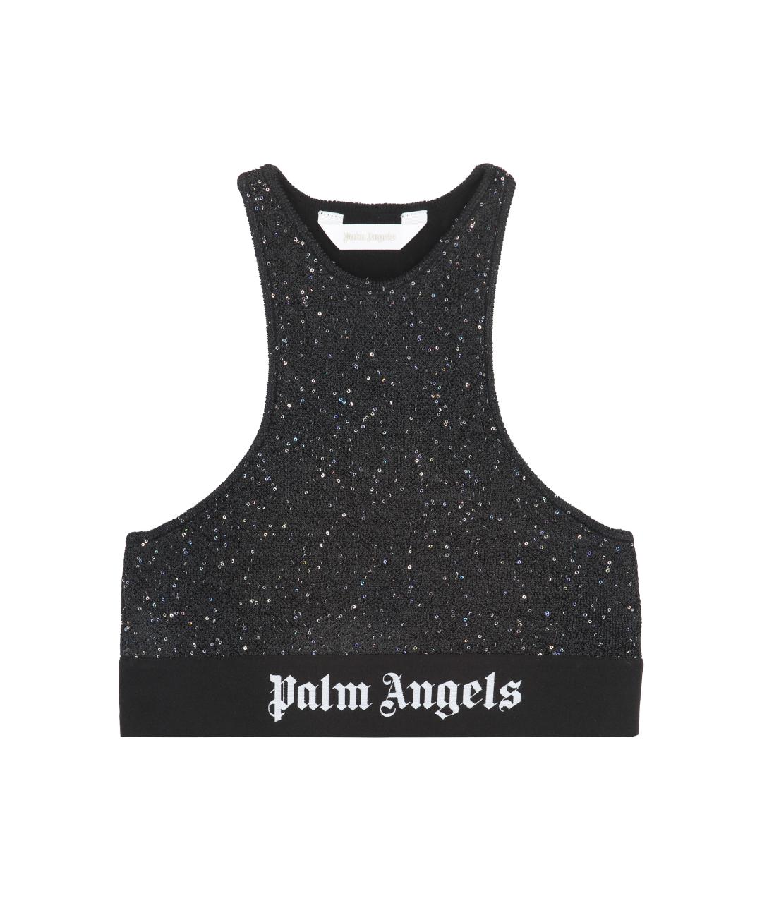 PALM ANGELS Черная полиэстеровая майка, фото 1