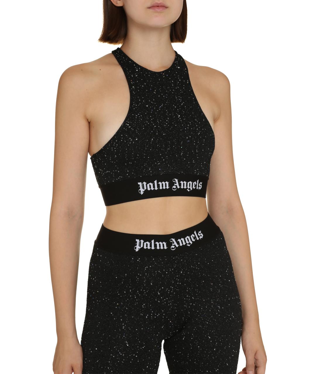 PALM ANGELS Черная полиэстеровая майка, фото 5