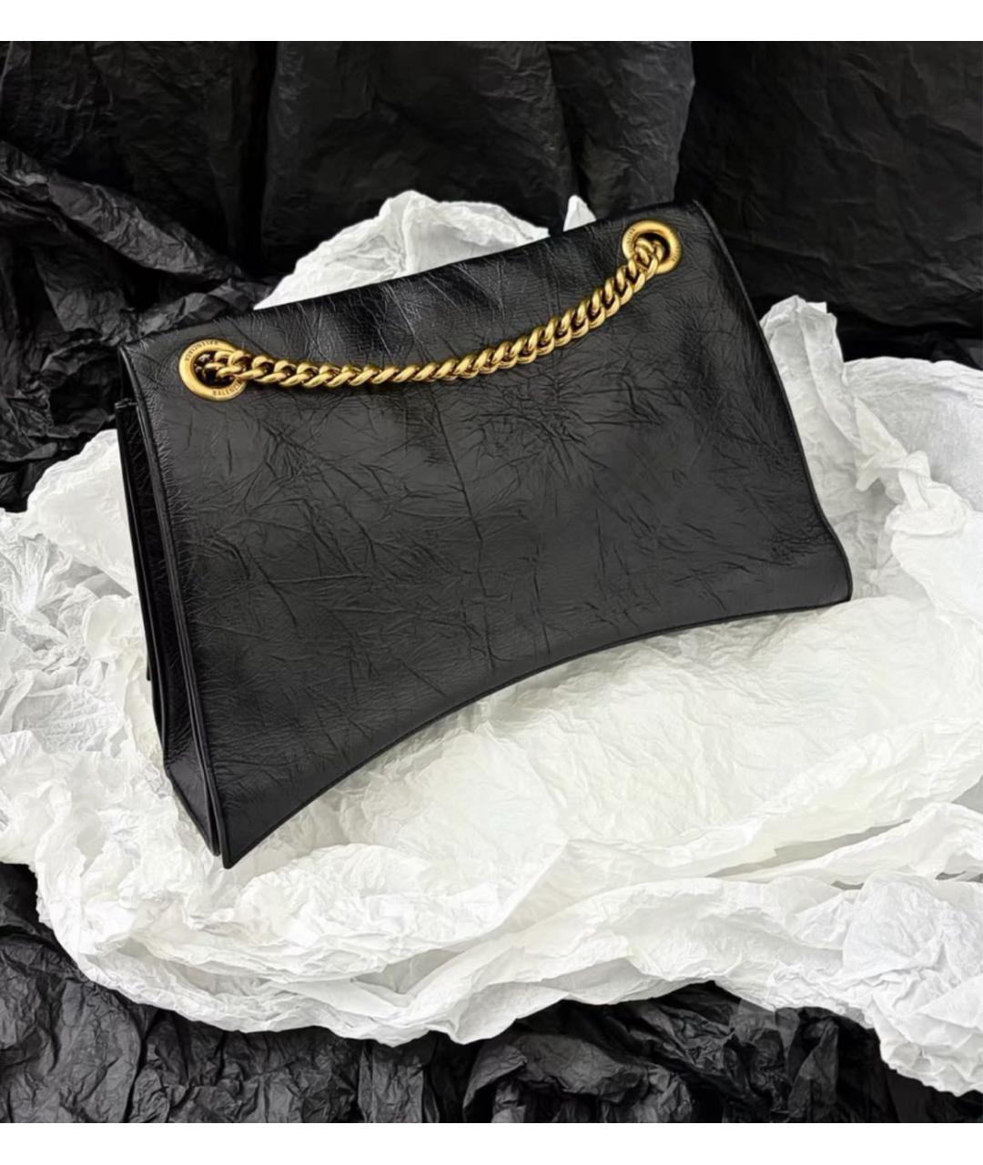 BALENCIAGA Черная кожаная сумка через плечо, фото 3