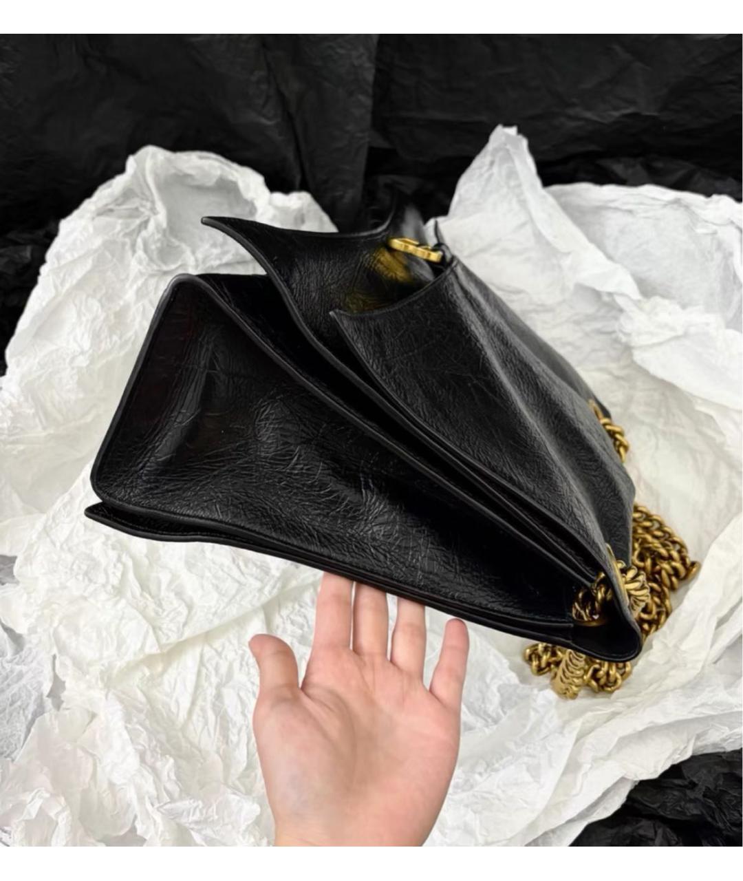 BALENCIAGA Черная кожаная сумка через плечо, фото 6