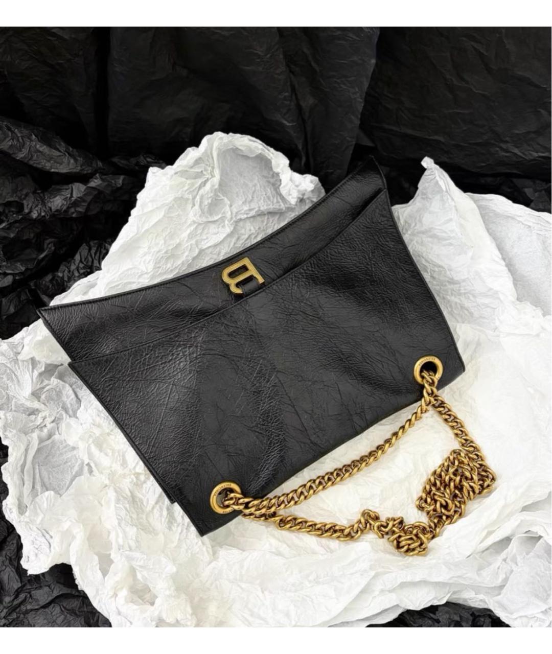 BALENCIAGA Черная кожаная сумка через плечо, фото 2