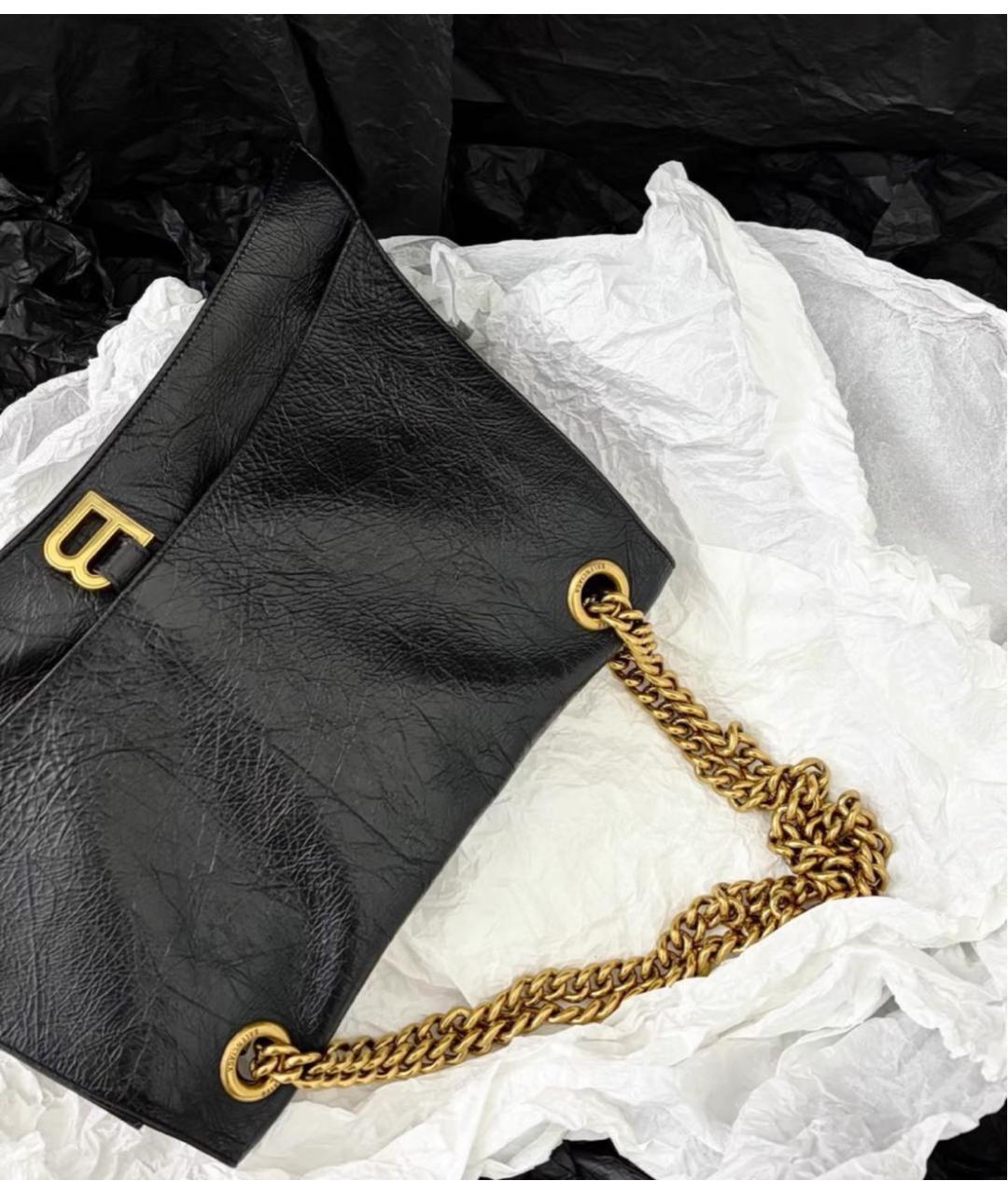 BALENCIAGA Черная кожаная сумка через плечо, фото 4