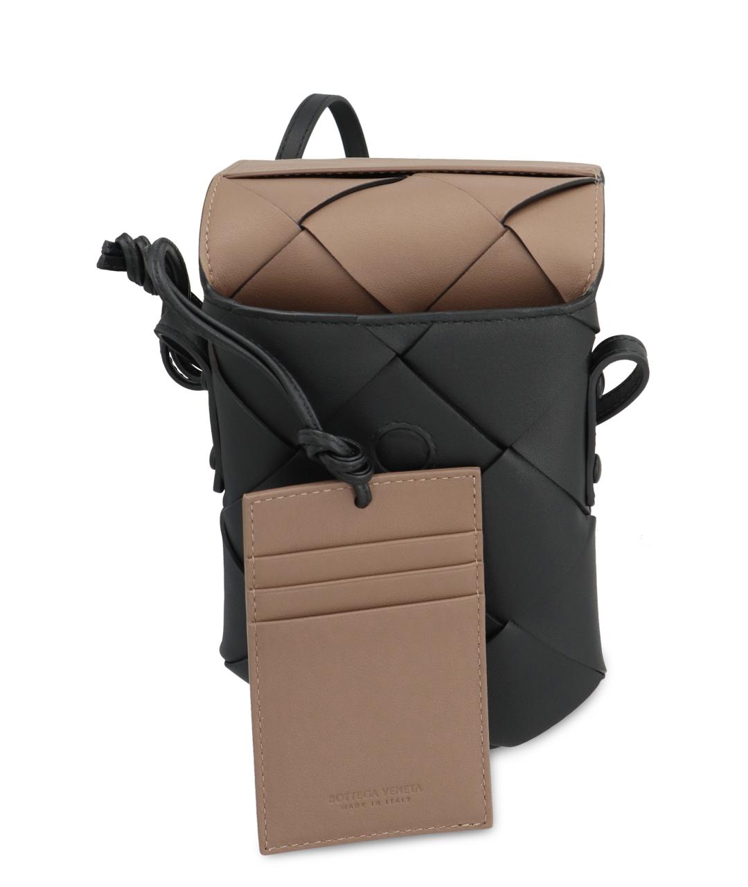 BOTTEGA VENETA Черная кожаная сумка на плечо, фото 4