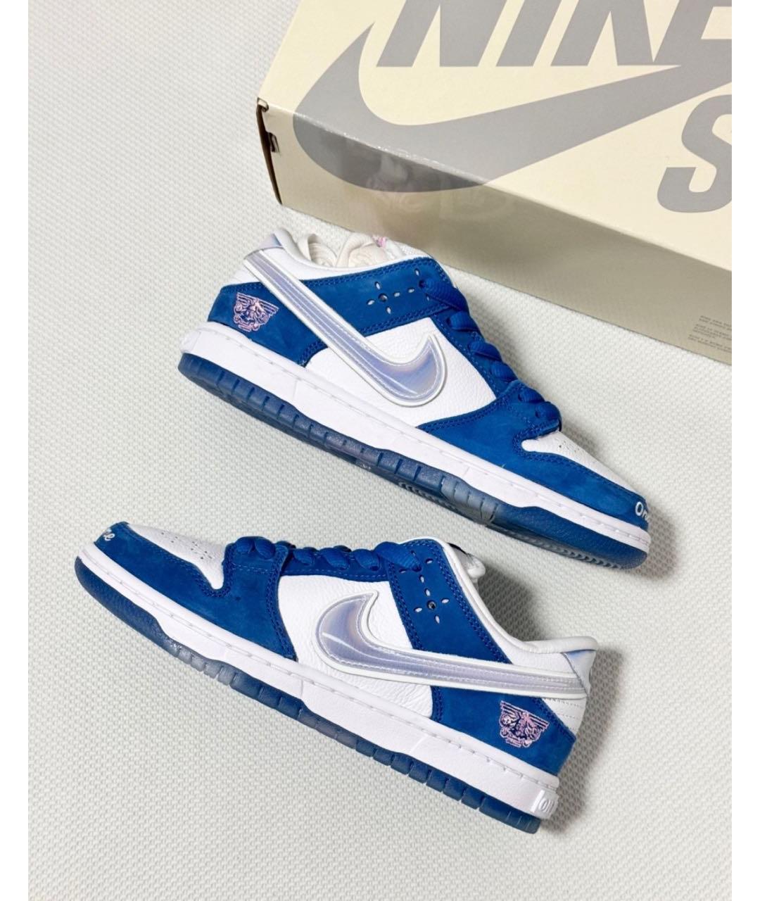 NIKE Синие кожаные кроссовки, фото 2