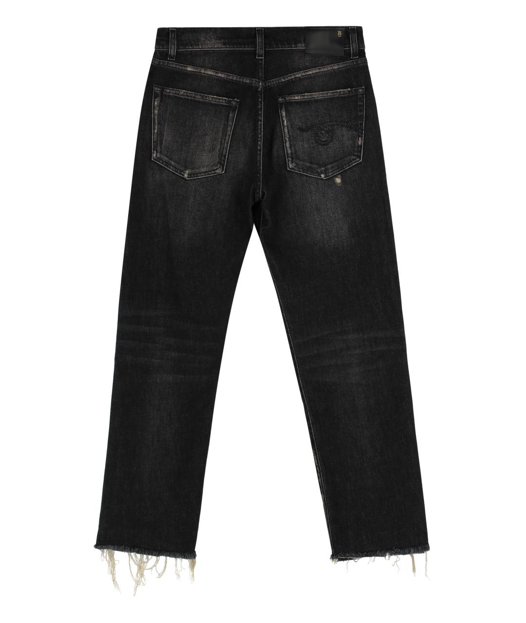 R13 Черные хлопковые прямые джинсы, фото 2