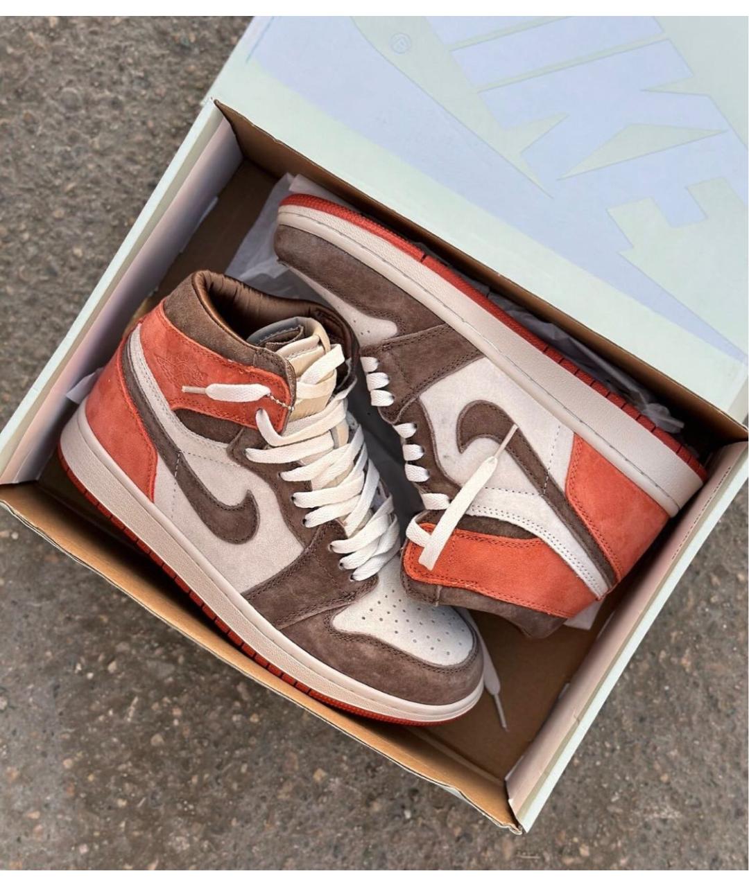 JORDAN Коричневые замшевые высокие кроссовки / кеды, фото 2