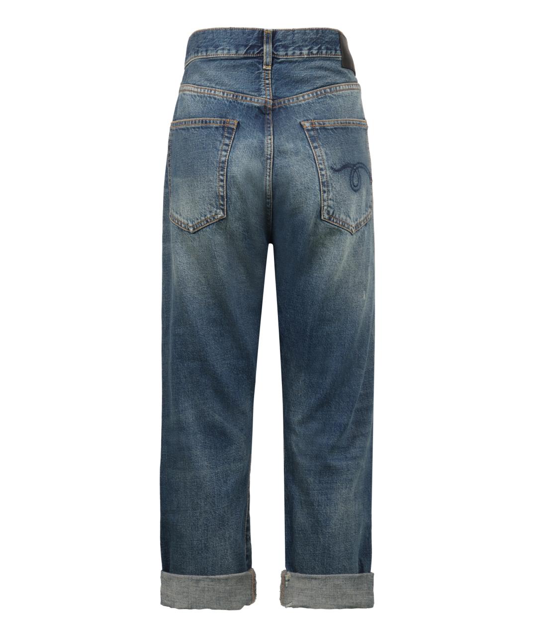 R13 Синие хлопковые прямые джинсы, фото 2