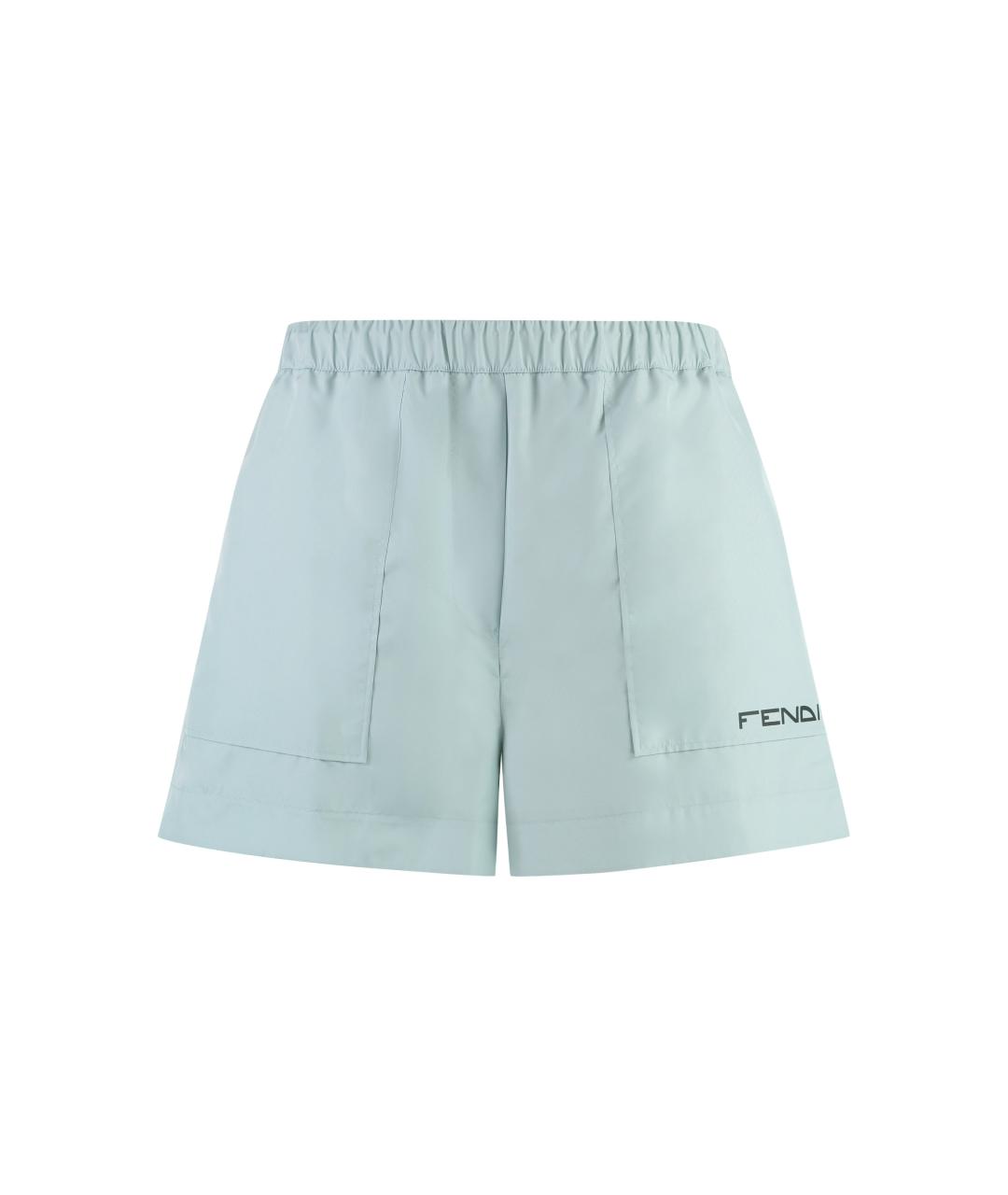 FENDI Голубые полиэстеровые шорты, фото 1