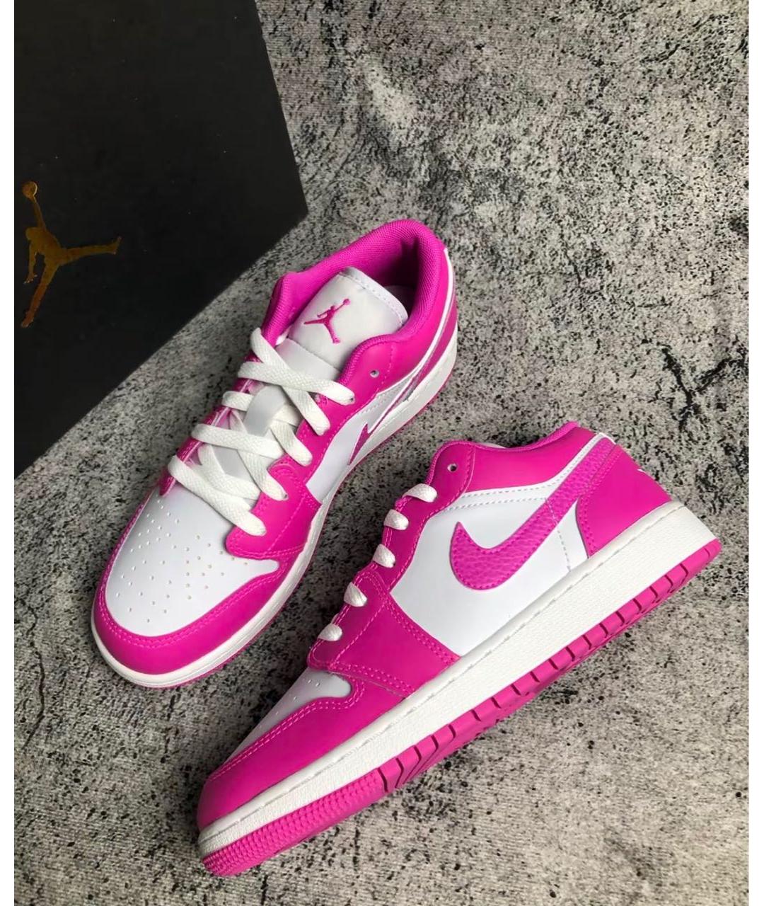 JORDAN Фуксия кожаные кроссовки, фото 2