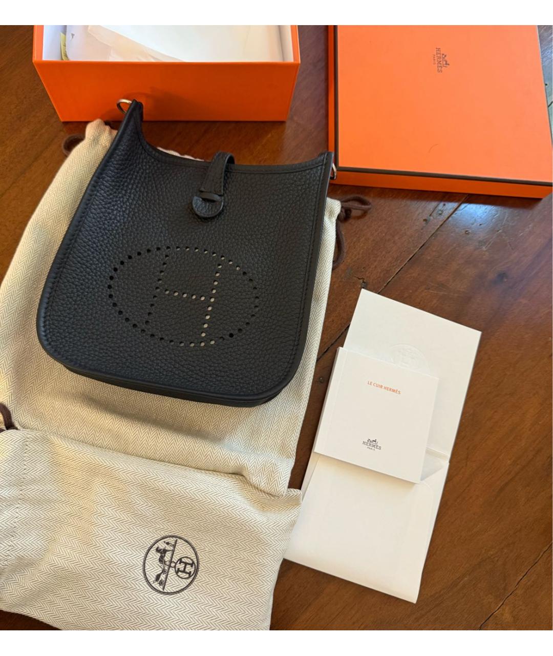 HERMES Черная кожаная сумка через плечо, фото 6