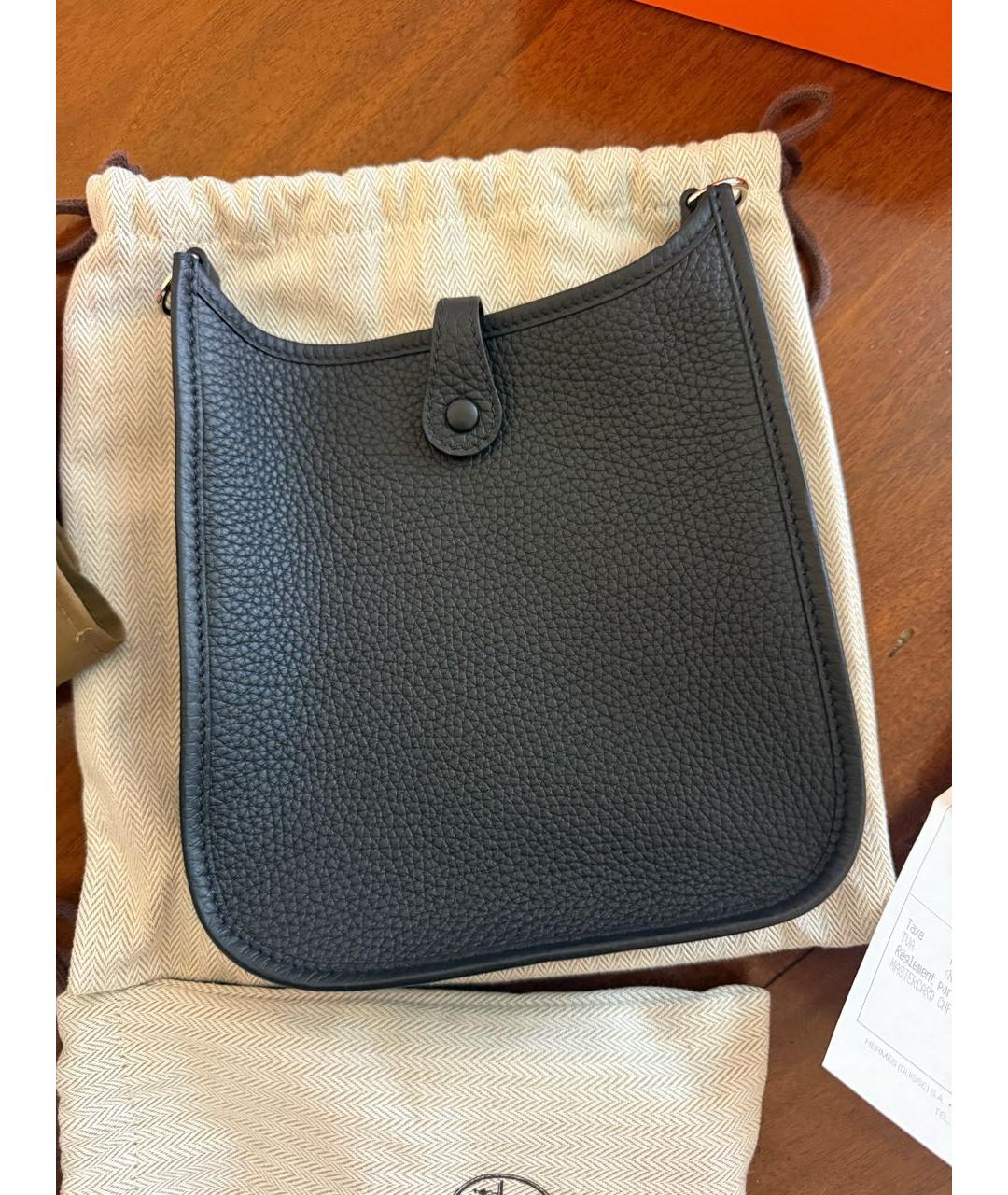 HERMES Черная кожаная сумка через плечо, фото 4