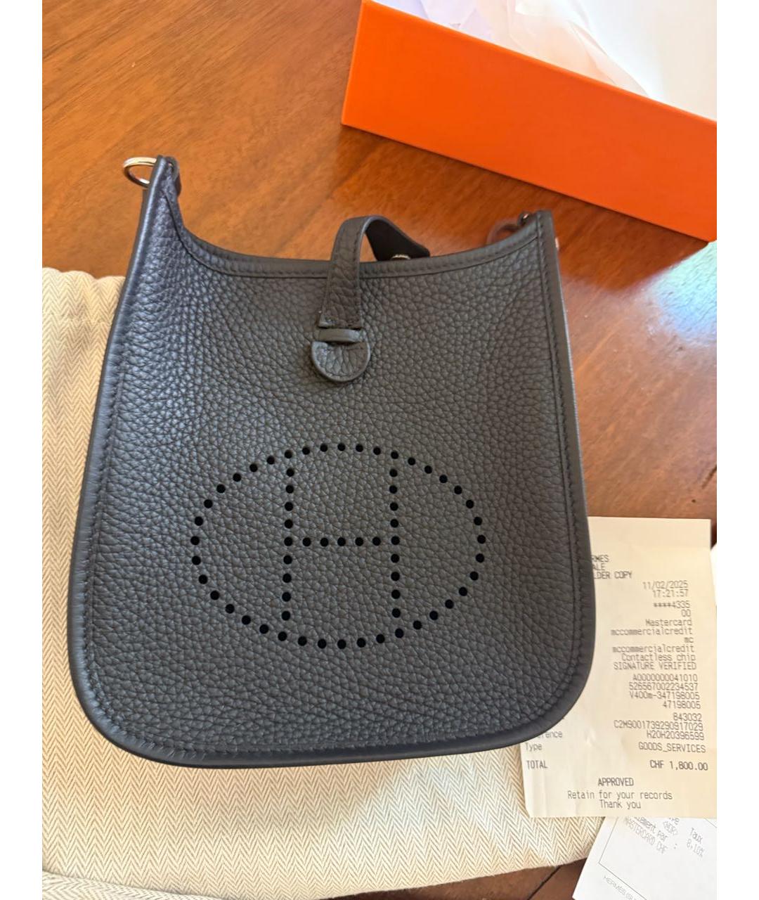 HERMES Черная кожаная сумка через плечо, фото 7