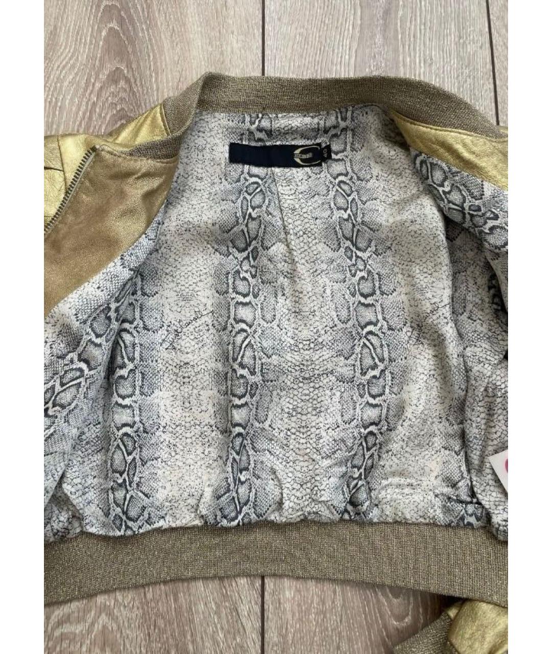 JUST CAVALLI Золотая кожаная куртка, фото 4