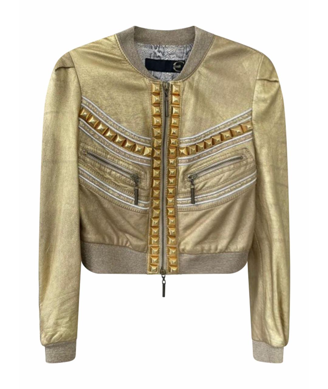 JUST CAVALLI Золотая кожаная куртка, фото 1