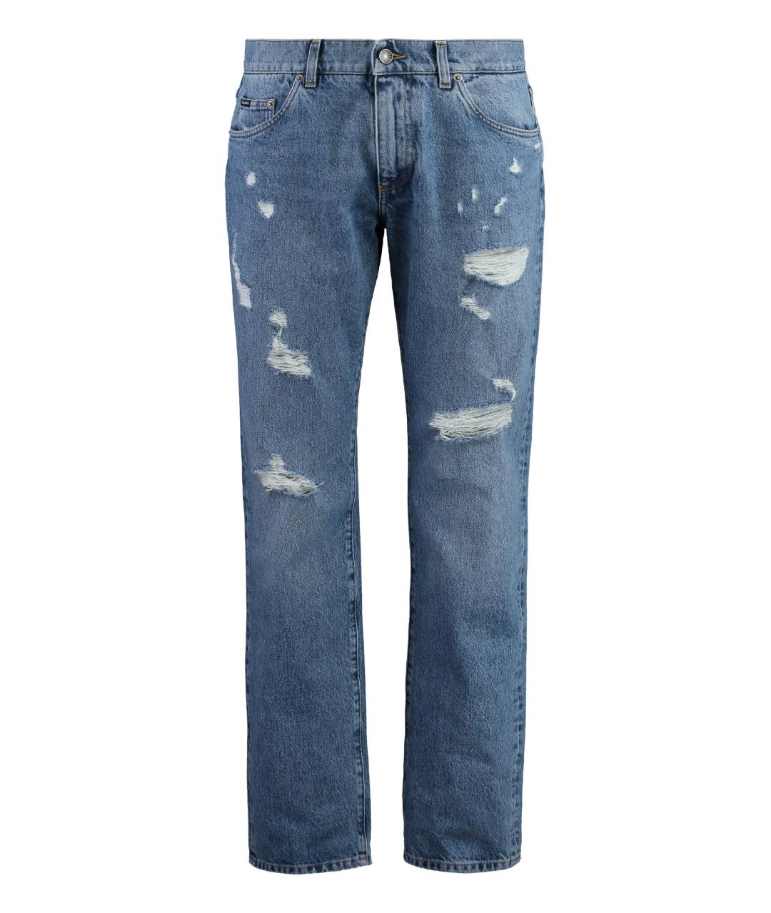 DOLCE&GABBANA Синие хлопковые прямые джинсы, фото 1