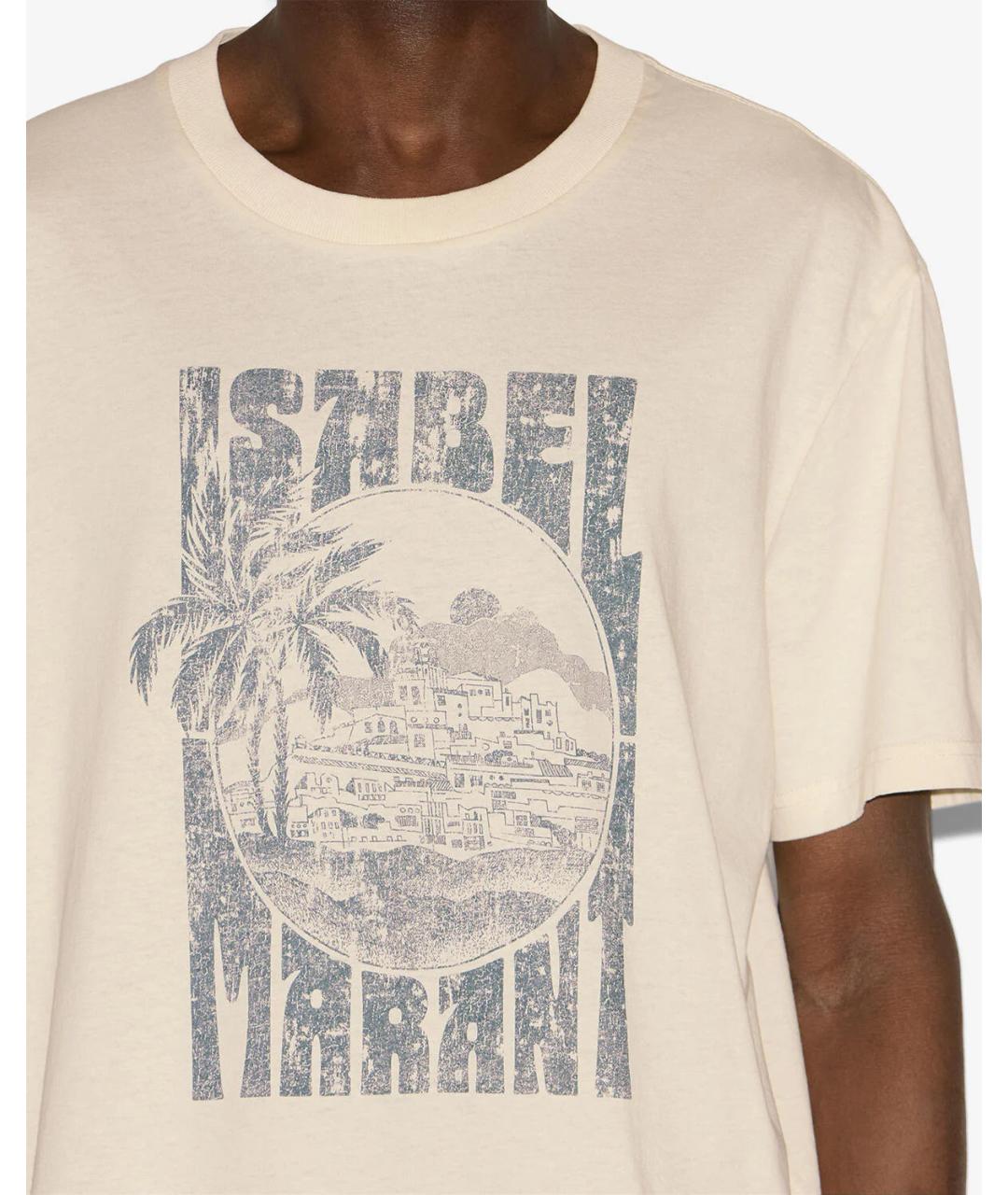 ISABEL MARANT Бежевая хлопковая футболка, фото 3