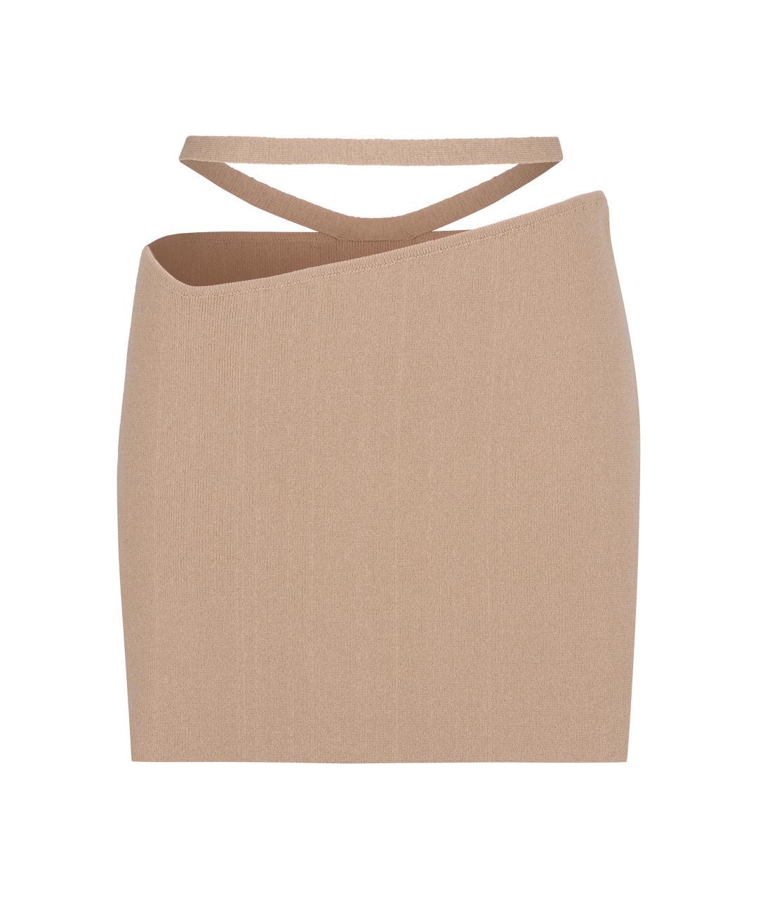 ANDREADAMO Бежевая вискозная юбка мини, фото 3