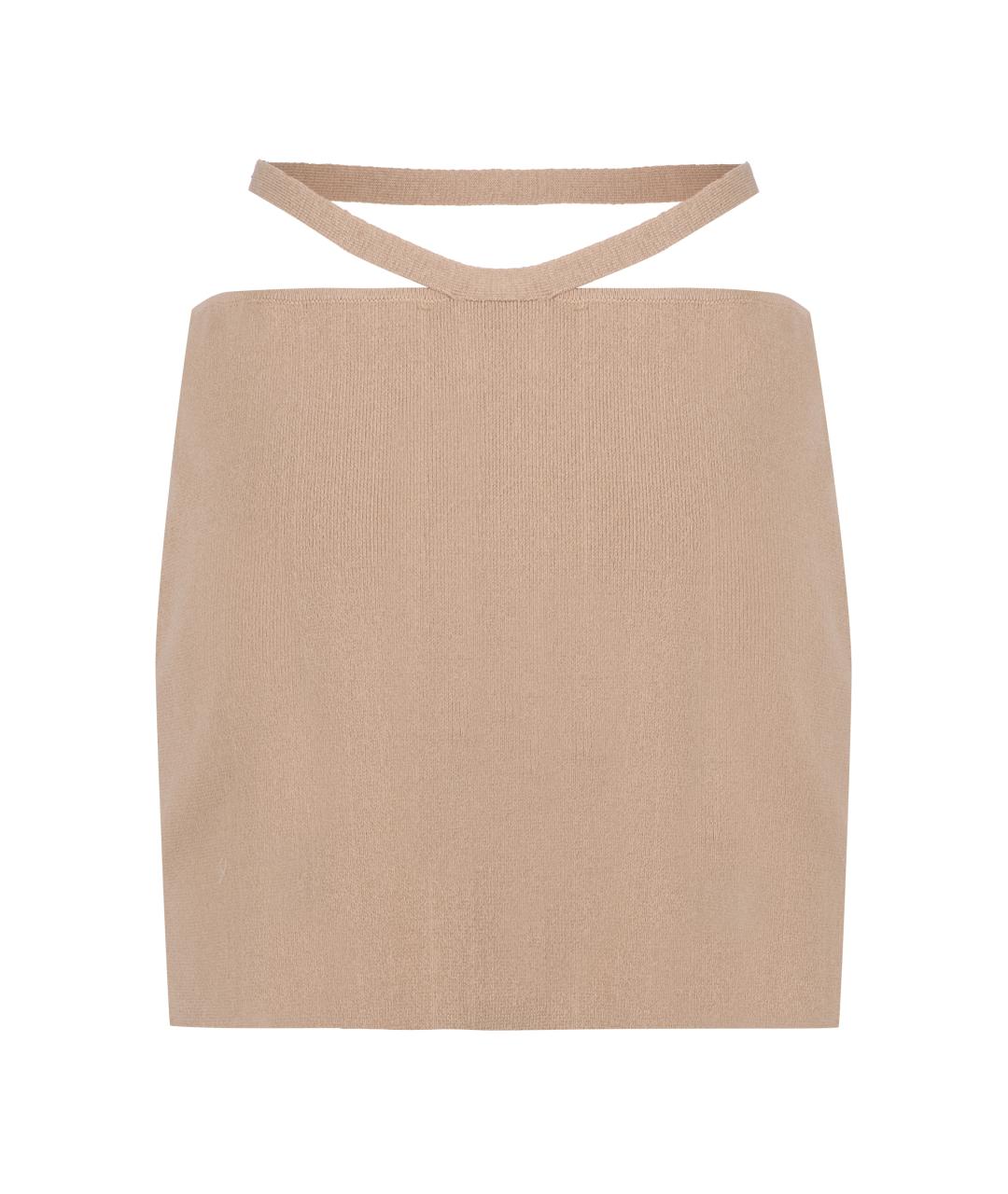 ANDREADAMO Бежевая вискозная юбка мини, фото 2