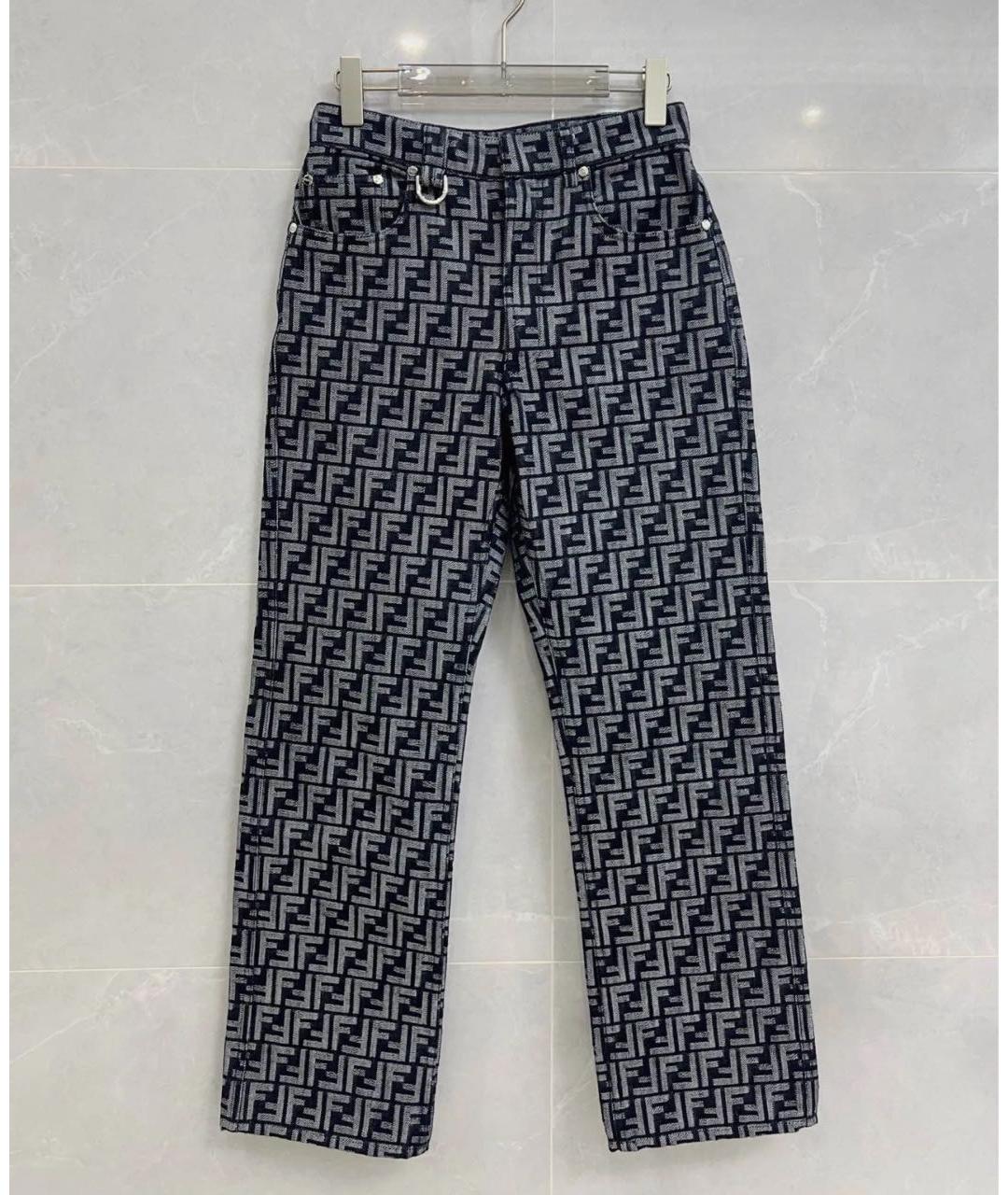 FENDI Антрацитовые хлопковые прямые джинсы, фото 2