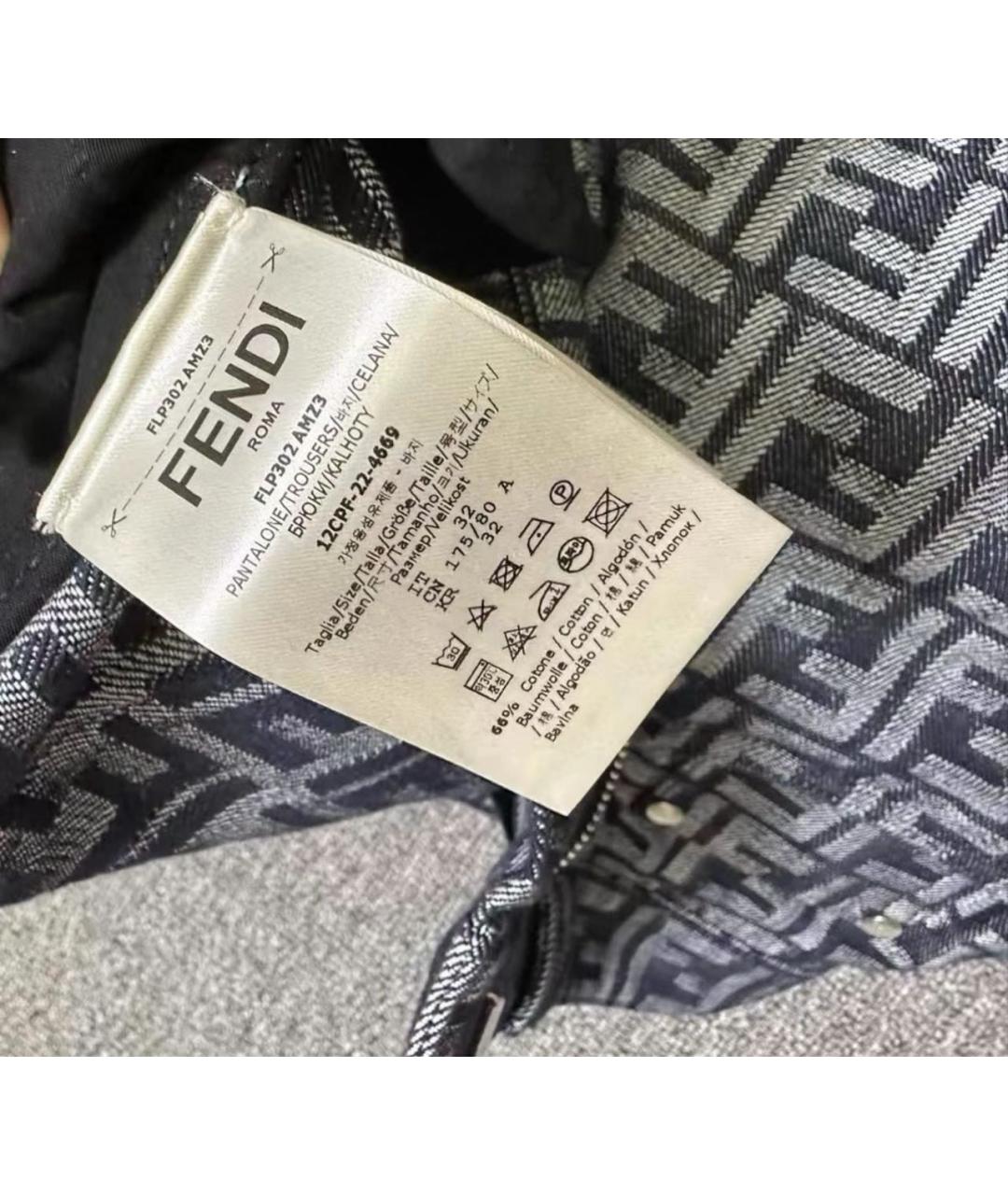 FENDI Антрацитовые хлопковые прямые джинсы, фото 7