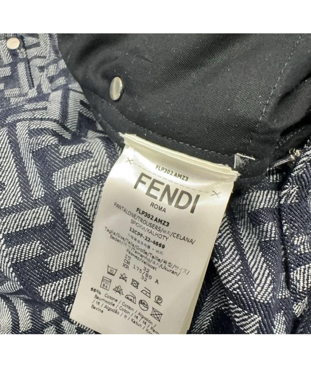 FENDI Антрацитовые хлопковые прямые джинсы, фото 4