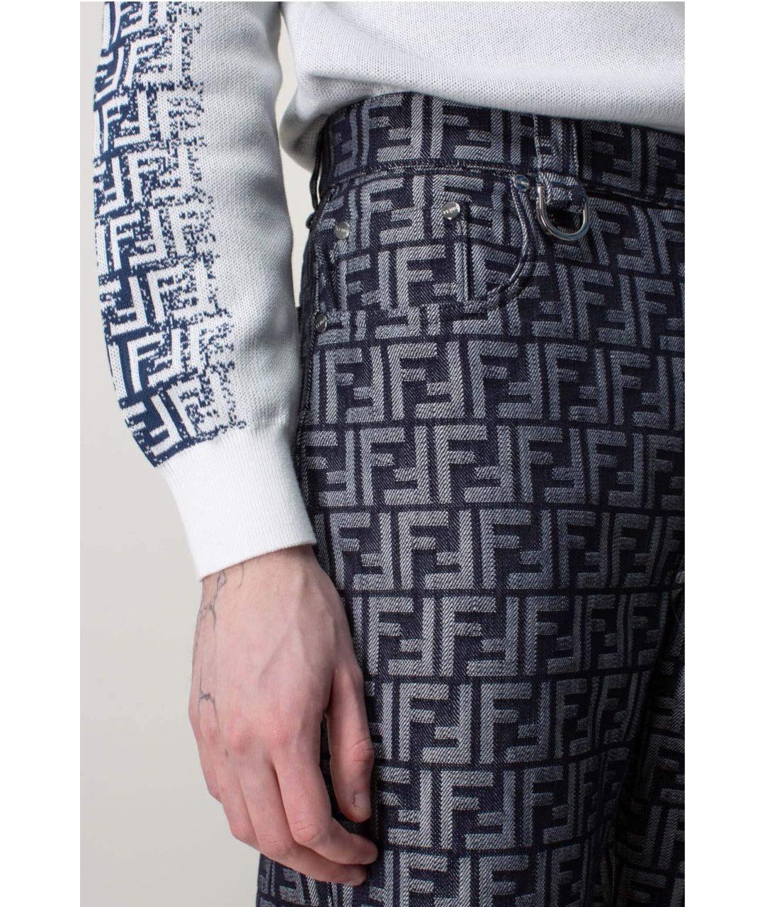 FENDI Антрацитовые хлопковые прямые джинсы, фото 6