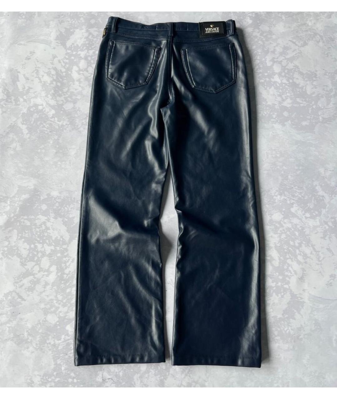 VERSACE JEANS COUTURE Темно-синие синтетические повседневные брюки, фото 2