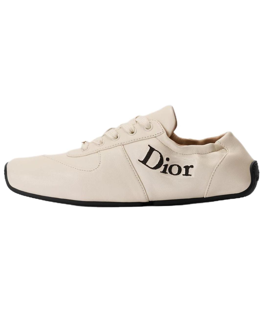 CHRISTIAN DIOR Бежевые кожаные кеды, фото 2