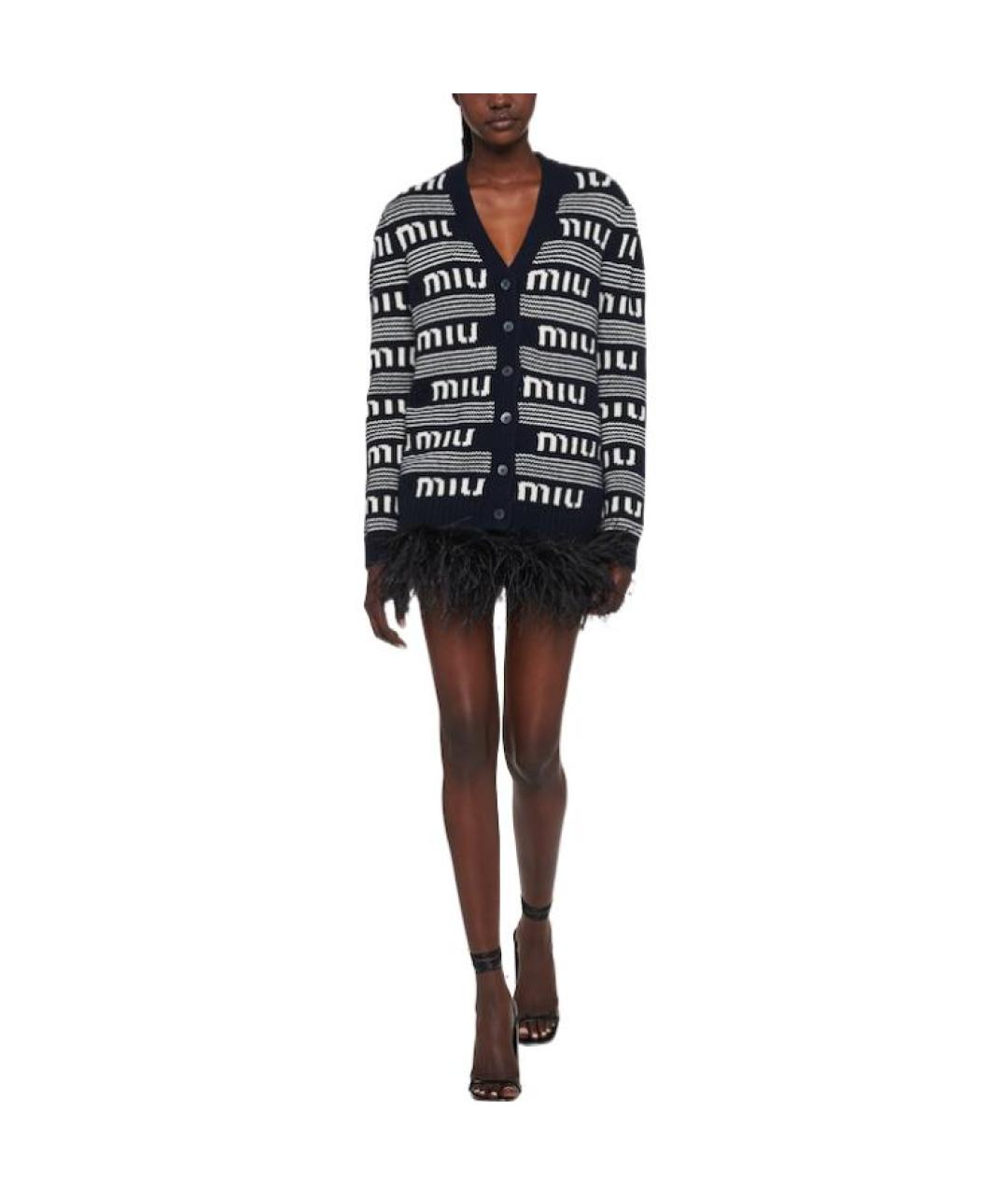 MIU MIU Синий кашемировый кардиган, фото 2