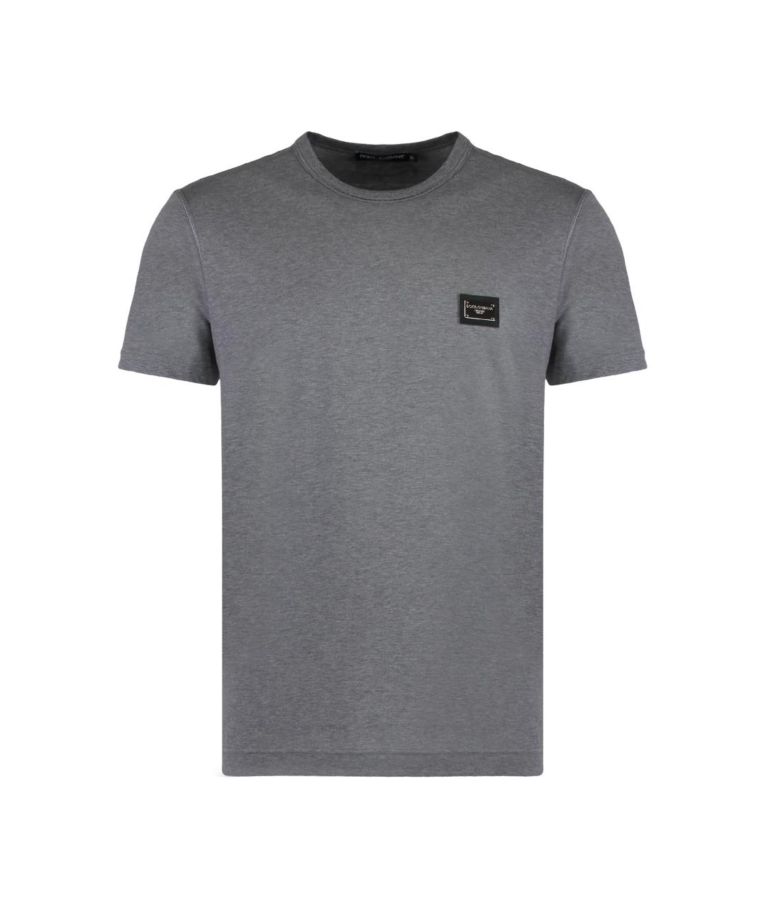 DOLCE&GABBANA Серая хлопковая футболка, фото 1