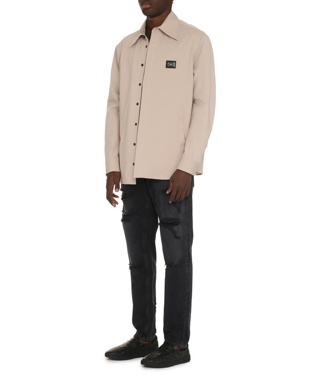 DOLCE&GABBANA Бежевая хлопковая кэжуал рубашка, фото 3
