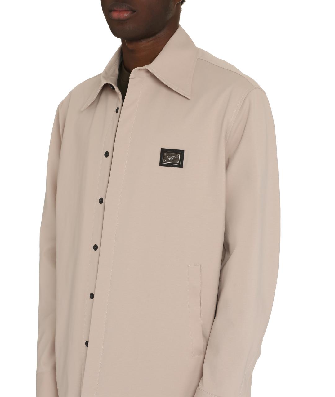 DOLCE&GABBANA Бежевая хлопковая кэжуал рубашка, фото 5