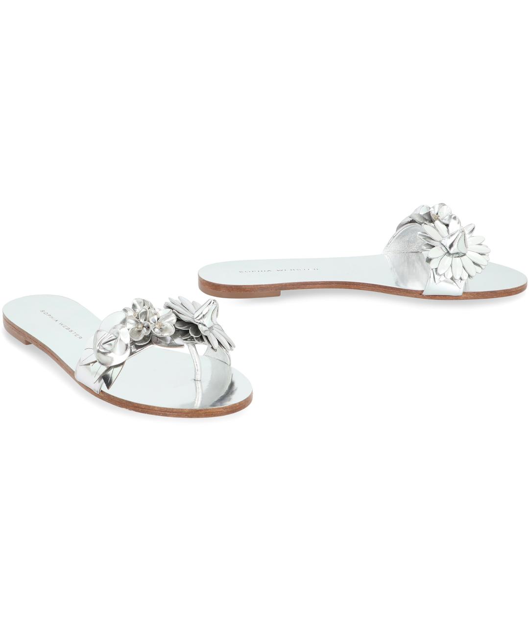 SOPHIE WEBSTER Серебряные кожаные шлепанцы, фото 3