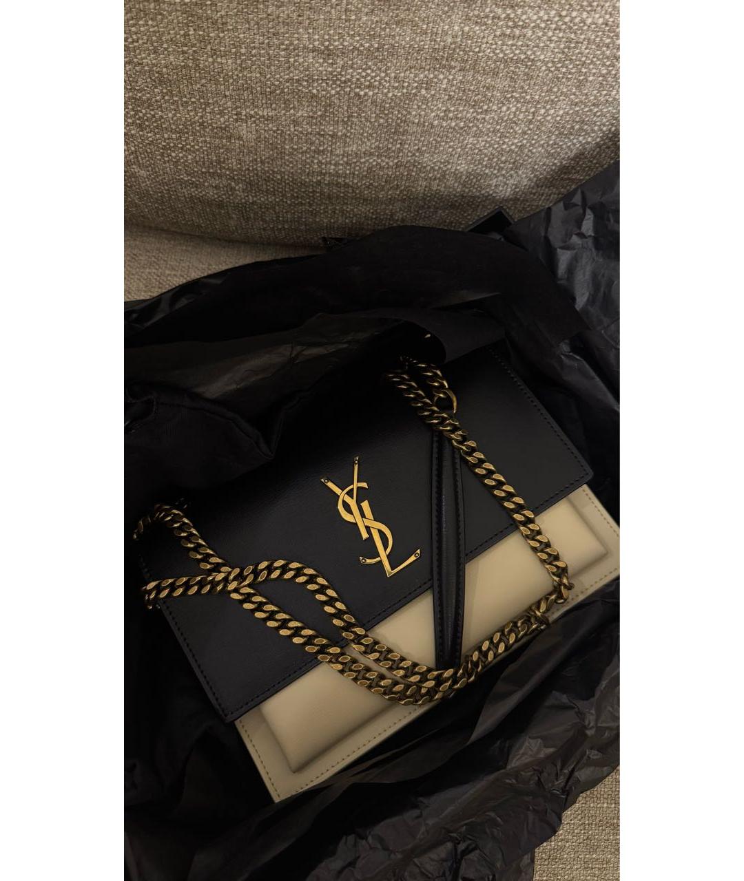 SAINT LAURENT Черная кожаная сумка через плечо, фото 3
