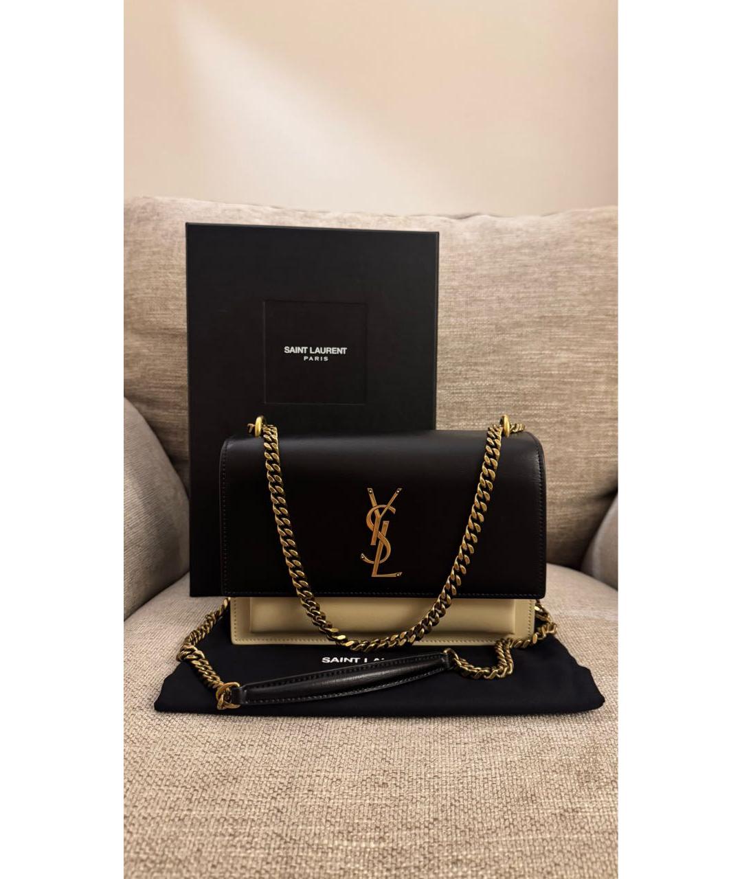 SAINT LAURENT Черная кожаная сумка через плечо, фото 9