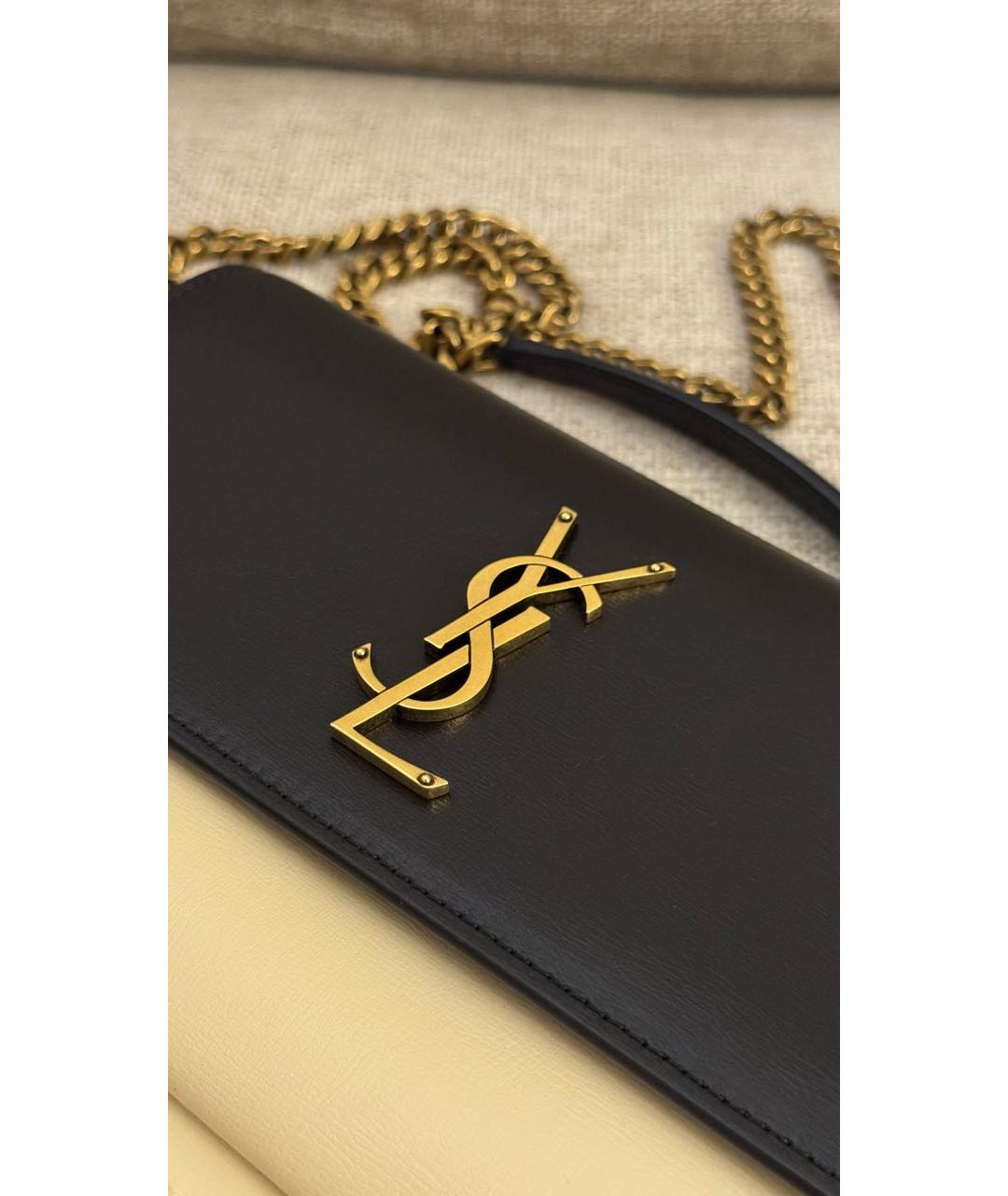 SAINT LAURENT Черная кожаная сумка через плечо, фото 4