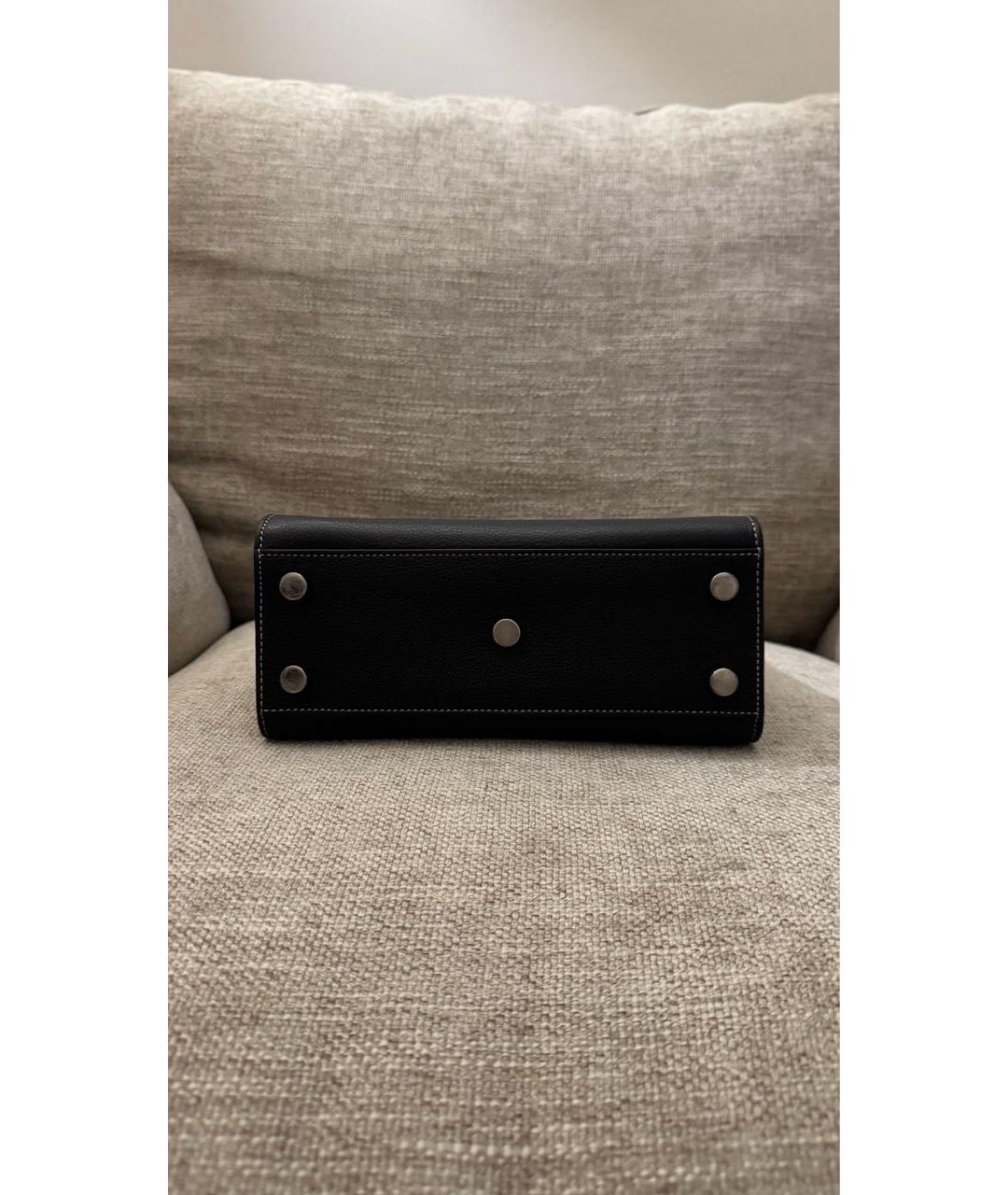 SAINT LAURENT Черная кожаная сумка с короткими ручками, фото 3