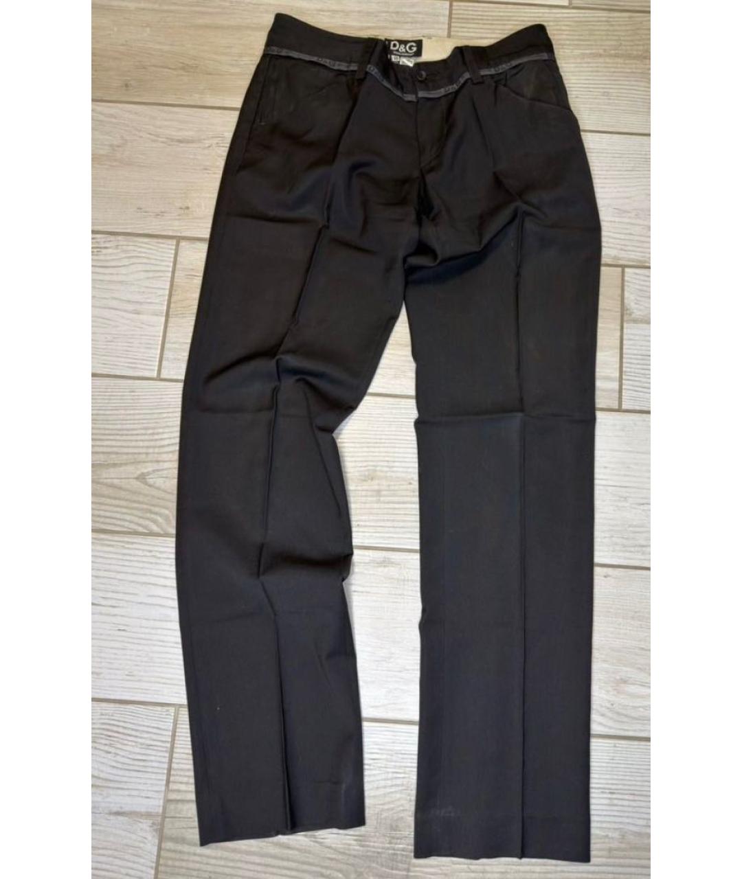 DOLCE&GABBANA Антрацитовые полиэстеровые классические брюки, фото 5